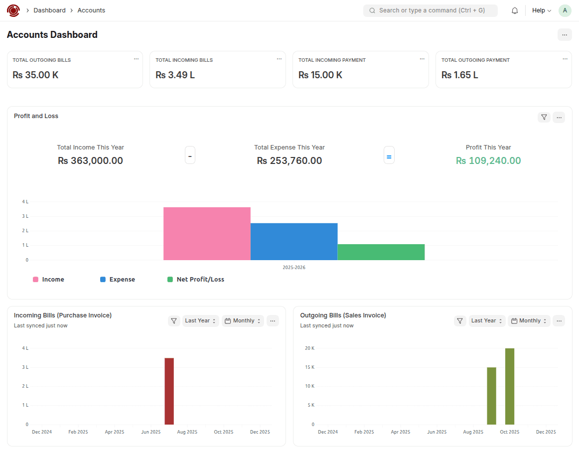 ERP Dashboard Interface